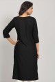 Straight Kurti in Black Rayon with Embroidered