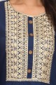 Navy blue Straight Kurti in Embroidered Rayon