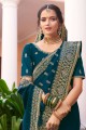 Saree Silk  in Teal  with Zari,embroidered
