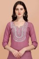 Cotton Embroidered Salwar Kameez in Pink