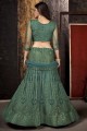 Lehenga Choli in Green Net with Embroidered