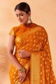 Georgette Weaving Yellow Saree with Blouse
