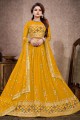 Yellow Lehenga Choli in Georgette with Embroidered