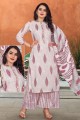 Palazzo Suit in White Cotton with Digital print