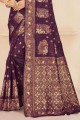 Purple Saree in Cotton with Weaving