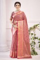 Saree in Pink Weaving Cotton