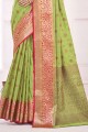 Parrot green Saree in Cotton with Weaving