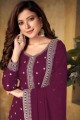 Faux georgette Palazzo Suit with Embroidered