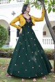 Cotton Green Gown Dress in Embroidered