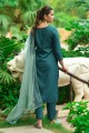 Salwar Kameez in Teal Cotton with Embroidered