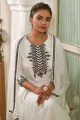 Embroidered Salwar Kameez in Off white Cotton