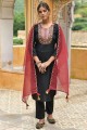 Salwar Kameez in Black Rayon with Embroidered