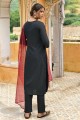 Salwar Kameez in Black Rayon with Embroidered