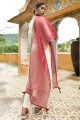 Off white Embroidered Salwar Kameez in Rayon