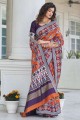 Patola silk Zari,weaving Purple Saree with Blouse