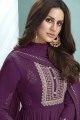 Embroidered Faux georgette Purple Anarkali Suit with Dupatta