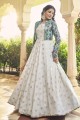 Embroidered Cotton Gown Dress in White