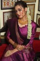 Zari,weaving Silk Saree in Purple