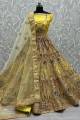 Yellow Wedding Lehenga Choli Yellow in Net with Embroidered