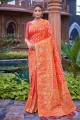 Banarasi silk Weaving Banarasi Saree in Orange with Blouse