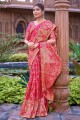 Weaving Banarasi silk Pink Banarasi Saree with Blouse