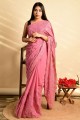 Pink Embroidered Saree in Georgette
