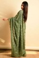 Green Saree in Georgette with Embroidered