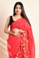Embroidered Saree in Pink Georgette