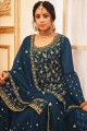 Embroidered Pakistani Suit in Teal blue Georgette