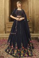 Embroidered Georgette Party Lehenga Choli in Navy blue with Dupatta
