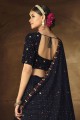 Embroidered Georgette Party Lehenga Choli in Navy blue with Dupatta