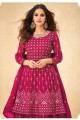 Georgette Pink Lehenga Suit in Embroidered