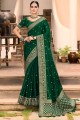 Zari,embroidered Wedding Saree in Green Silk
