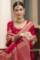 Crimson red Zari,embroidered Silk Wedding Saree