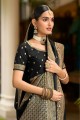 Zari,embroidered Silk Black Wedding Saree with Blouse