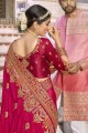 Pink Art silk Wedding Saree with Zari,thread,embroidered