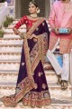 Purple Art silk Wedding Saree with Zari,thread,embroidered