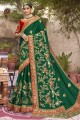 Art silk Zari,thread,embroidered Green Wedding Saree with Blouse
