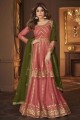 Georgette Embroidered Peach Lehenga Suit with Dupatta
