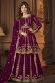 Georgette Embroidered Burgundy  Lehenga Suit with Dupatta