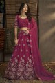 Pink  Georgette Party Lehenga Choli with Embroidered