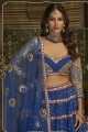 Georgette Blue Party lehenga choli in Embroidered