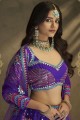 Embroidered Georgette Party lehenga choli in Purple with Dupatta