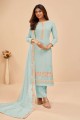 Light blue Georgette Embroidered Palazzo Suit with Dupatta