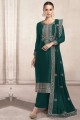 Embroidered Silk Teal Pakistani Suit with Dupatta