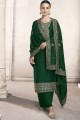 Green Silk Embroidered Pakistani Suit with Dupatta