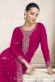 Embroidered Pakistani Suit in Pink Silk