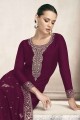 Embroidered Pakistani Suit in Wine Silk