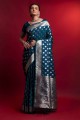 Saree in Silk with Blue Weaving