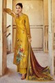 Palazzo Suit Yellow with Digital print Velvet